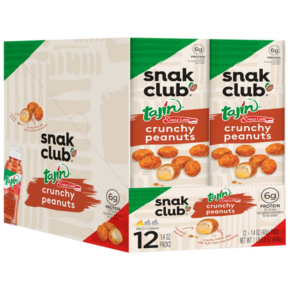 미국직구 Snak Club Crunchy Peanuts, Tajin Chile Lime Peg Bag, 1.4 oz, 12 ct
