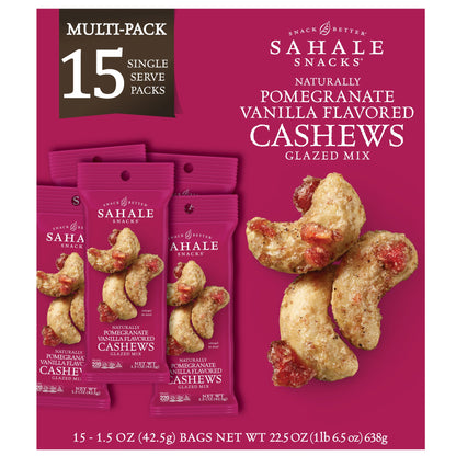 미국직구 닐라 Sahale Snacks Cashews Glazed Mix, Pomegranate Va, 1.5 oz, 15 ct