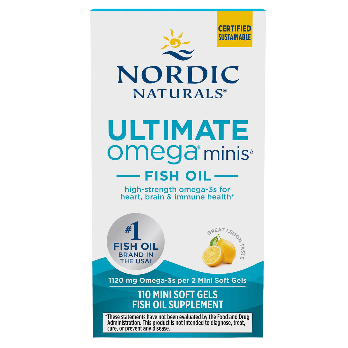 미국직구 노르딕내추럴스 오메가3 Nordic Naturals Ultimate Omega Fish Oil, 110 Mini Softgels, Lemon Flavor