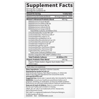 미국직구 가든오브라이프 유산균 Garden of Life Advanced Women's Daily Care Probiotic, 60 Capsules