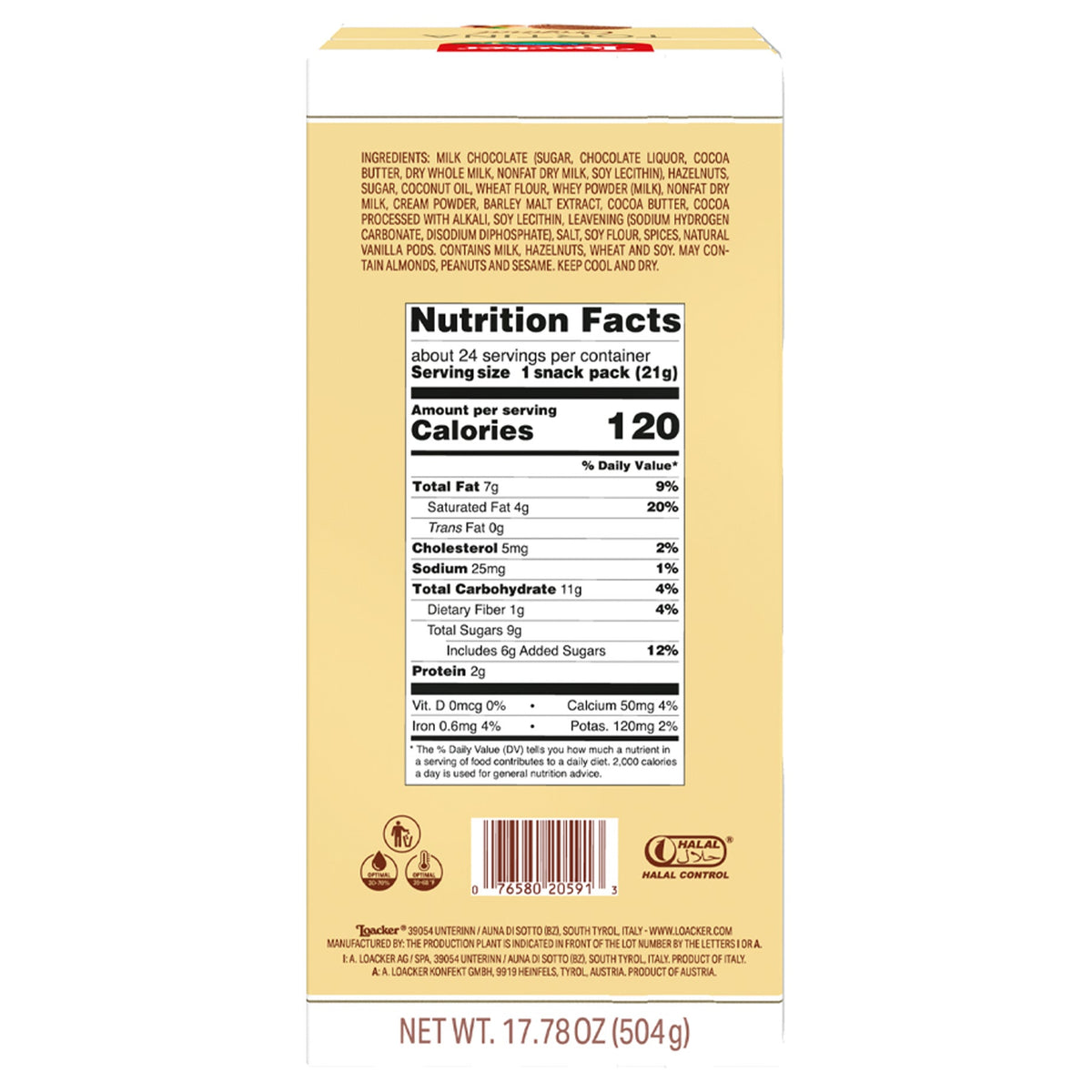 미국직구 Loacker Tortina Wafers, Original, 0.74 oz, 24 ct