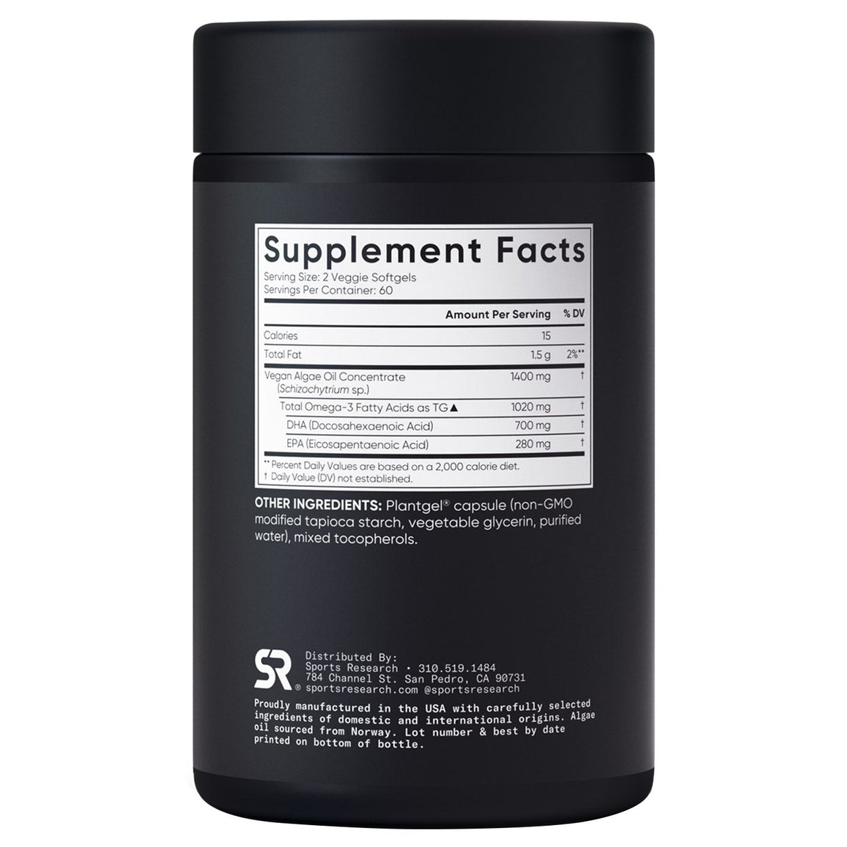 미국직구 오메가3 Sports Research Vegan Omega-3, 1400 mg, 120 Veggie Softgels