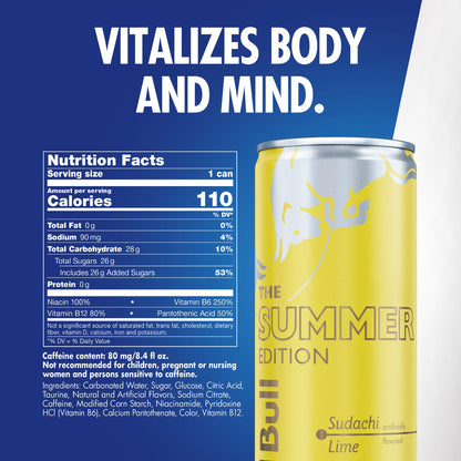 미국직구 Red Bull Summer Edition Energy Drink, Sudachi Lime, 8.4 fl oz, 24 ct
