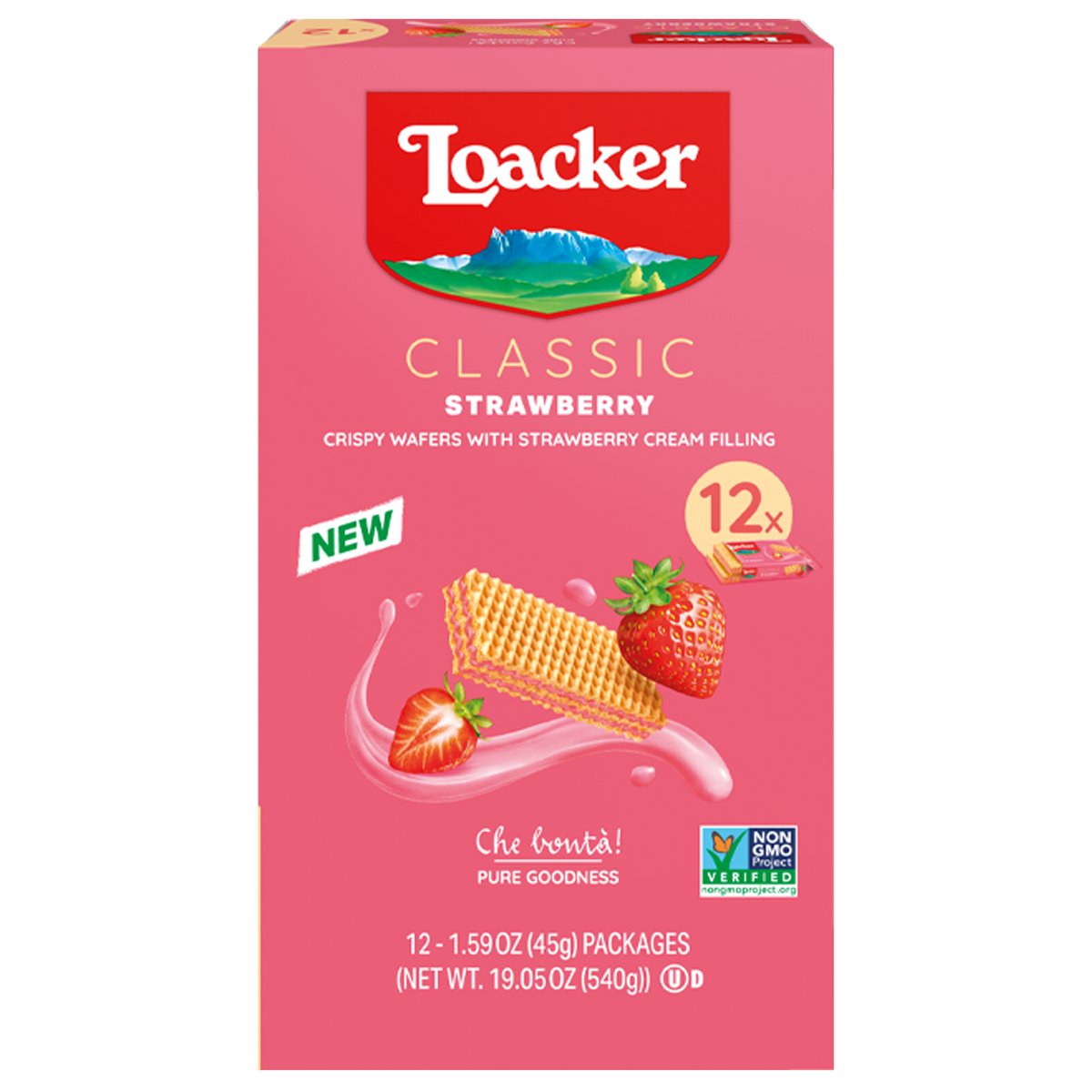 미국직구 Loacker Classic Crispy Wafers, Strawberry, 1.59 oz, 12 ct