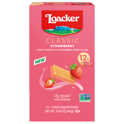 미국직구 Loacker Classic Crispy Wafers, Strawberry, 1.59 oz, 12 ct
