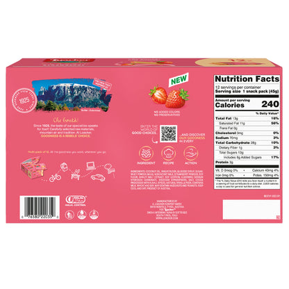 미국직구 Loacker Classic Crispy Wafers, Strawberry, 1.59 oz, 12 ct