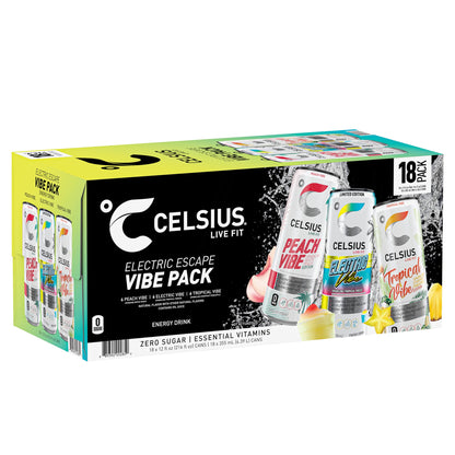 미국직구 CELSIUS Vibe Sparkling Energy Drink, Variety Pack, 12 fl oz, 18 ct