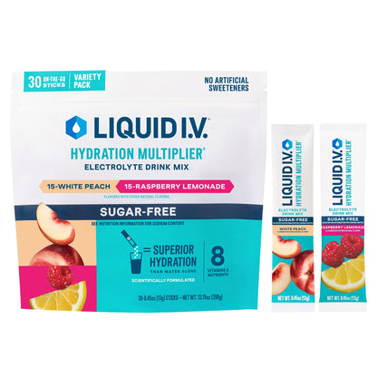 미국직구 Liquid I.V. Hydration Multiplier Electrolyte Drink Mix, Sugar Free, Variety Pack, 0.45 oz, 30 ct