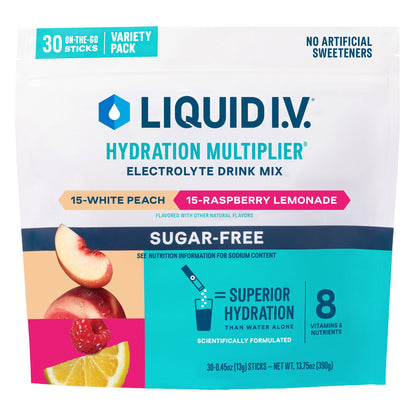 미국직구 Liquid I.V. Hydration Multiplier Electrolyte Drink Mix, Sugar Free, Variety Pack, 0.45 oz, 30 ct