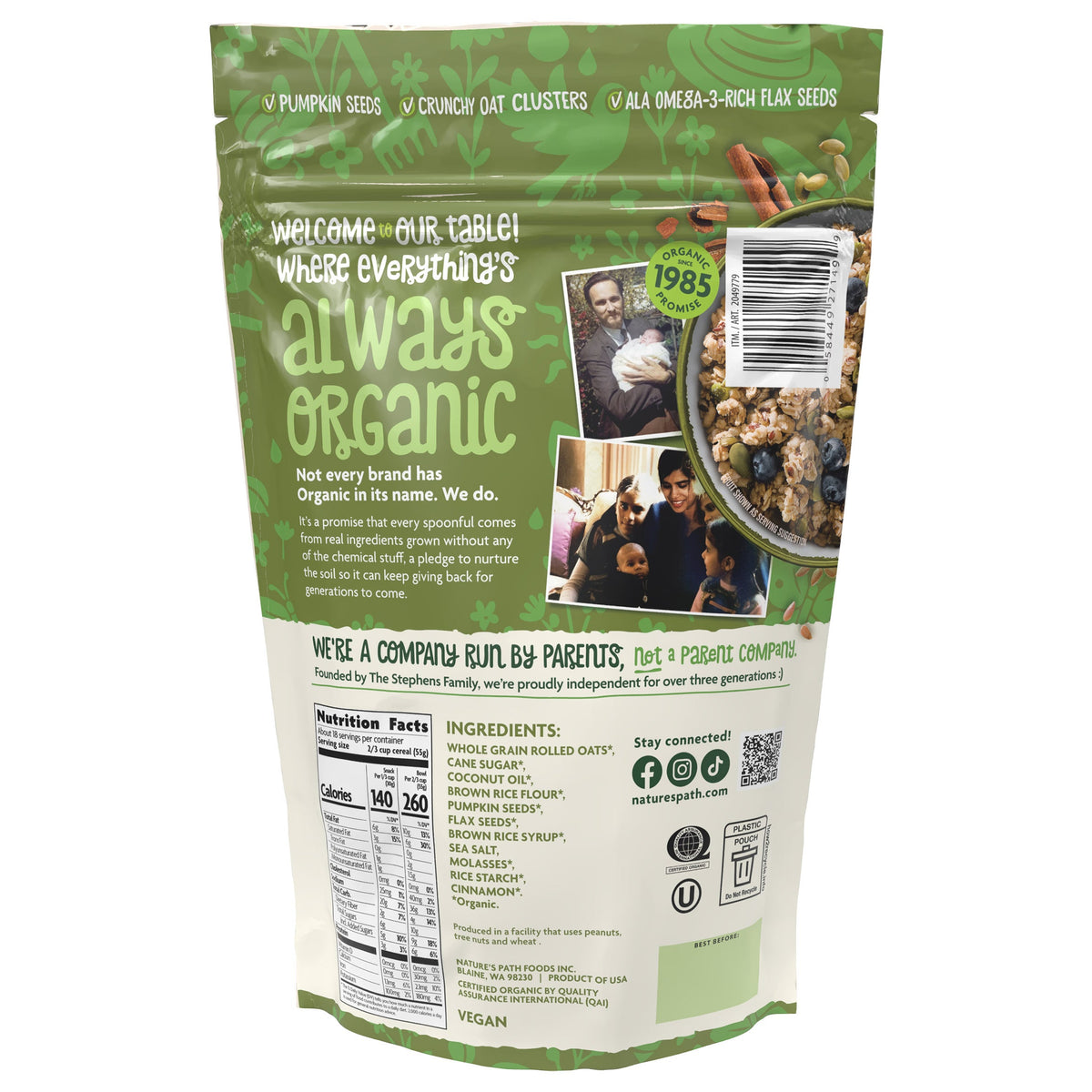 미국직구 Nature's Path Organic Granola, Pumpkin Seed + Flax, 35.3 oz