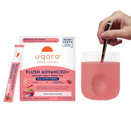 미국직구 영양제 Uqora Flush Advanced Plus UTI Drink Mix, 21 Packets, Triple Berry Flavor