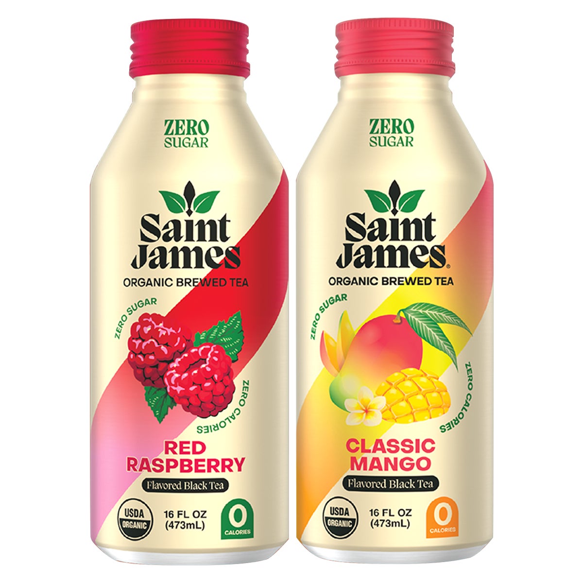 미국직구 Saint James Organic Brewed Tea, Zero Sugar, Variety Pack, 16 fl oz, 15 ct