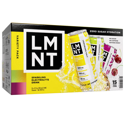 미국직구 LMNT Sparkling Electrolyte Drink, Variety Pack, 12 fl oz, 15 ct