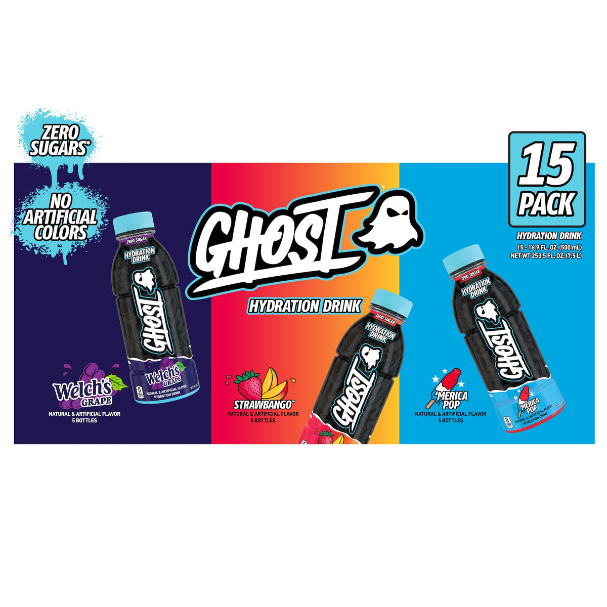 미국직구 Ghost Hydration Drink, Variety Pack, 16.9 fl oz, 15 ct