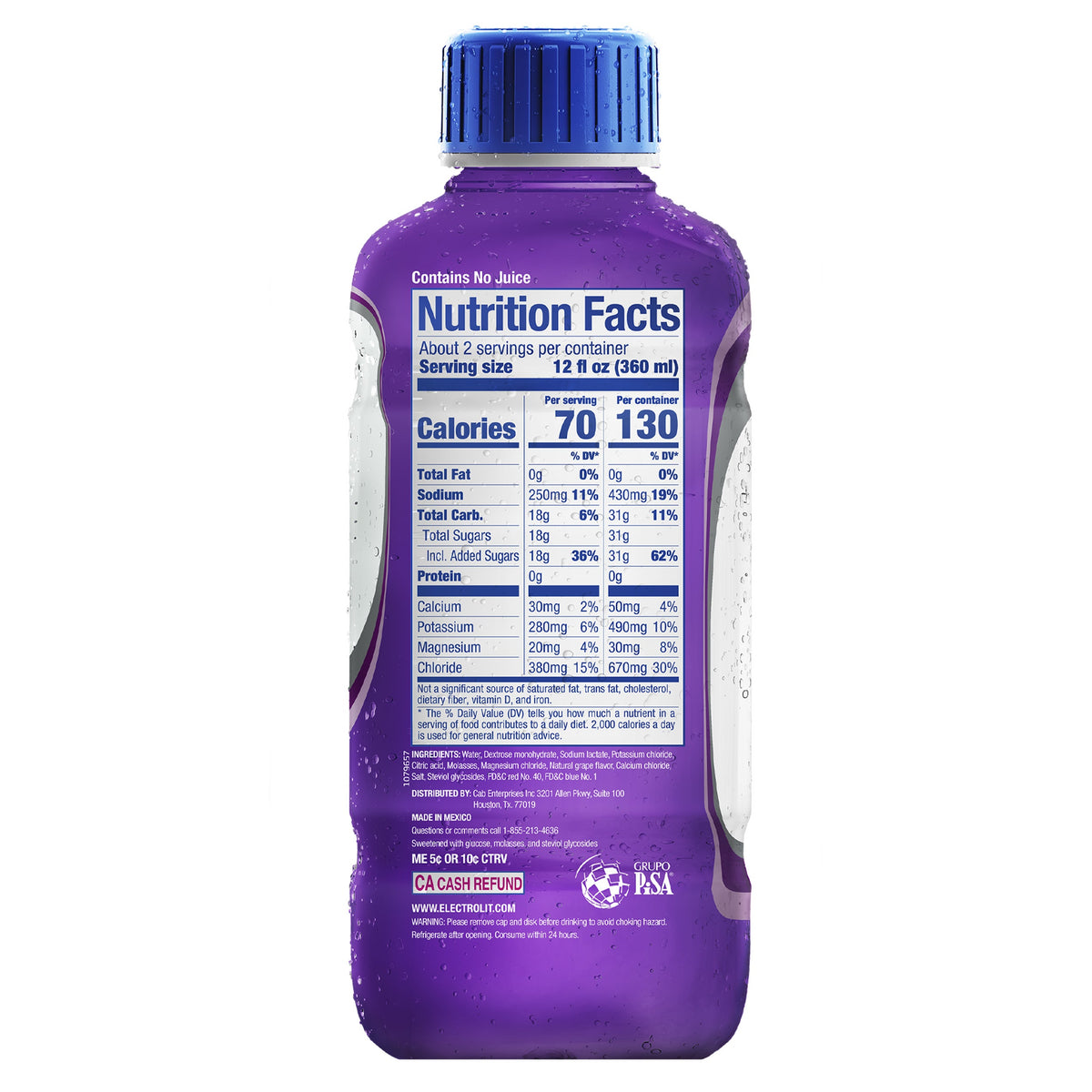 미국직구 Electrolit Electrolyte Beverage, Grape, 21 fl oz, 12 ct