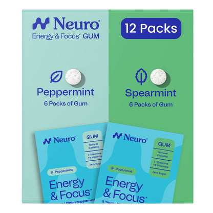 미국직구 영양제 Neuro Energy & Focus Gum, Peppermint and Spearmint, 12-packs, 72 Total Pieces