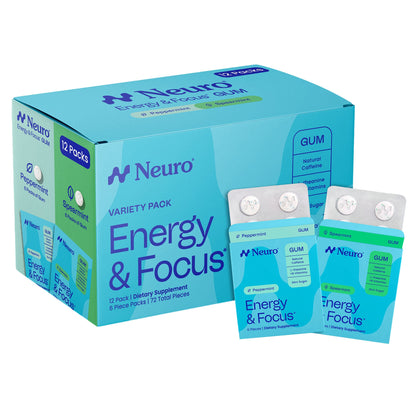 미국직구 영양제 Neuro Energy & Focus Gum, Peppermint and Spearmint, 12-packs, 72 Total Pieces