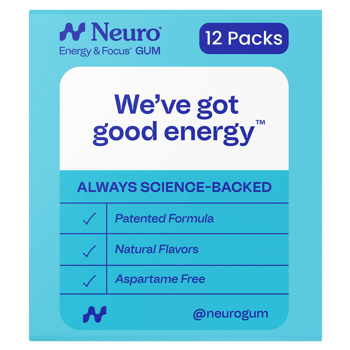 미국직구 영양제 Neuro Energy & Focus Gum, Peppermint and Spearmint, 12-packs, 72 Total Pieces