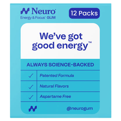 미국직구 영양제 Neuro Energy & Focus Gum, Peppermint and Spearmint, 12-packs, 72 Total Pieces