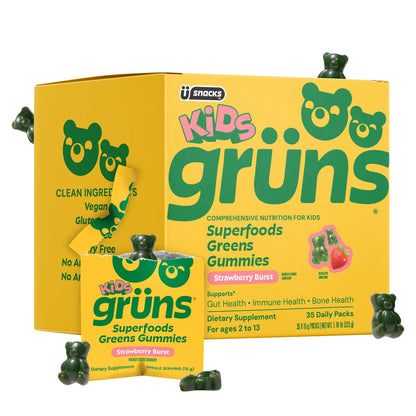 미국직구 영양제 Kids Grüns Superfood Greens Strawberry Burst Flavored Gummies, 35 Daily Packs
