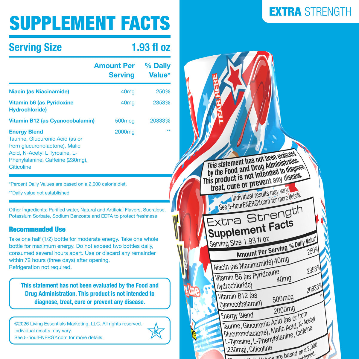 미국직구 5-hour ENERGY Shot, Extra Strength, Firework Freeze, 1.93 fl oz, 24 ct