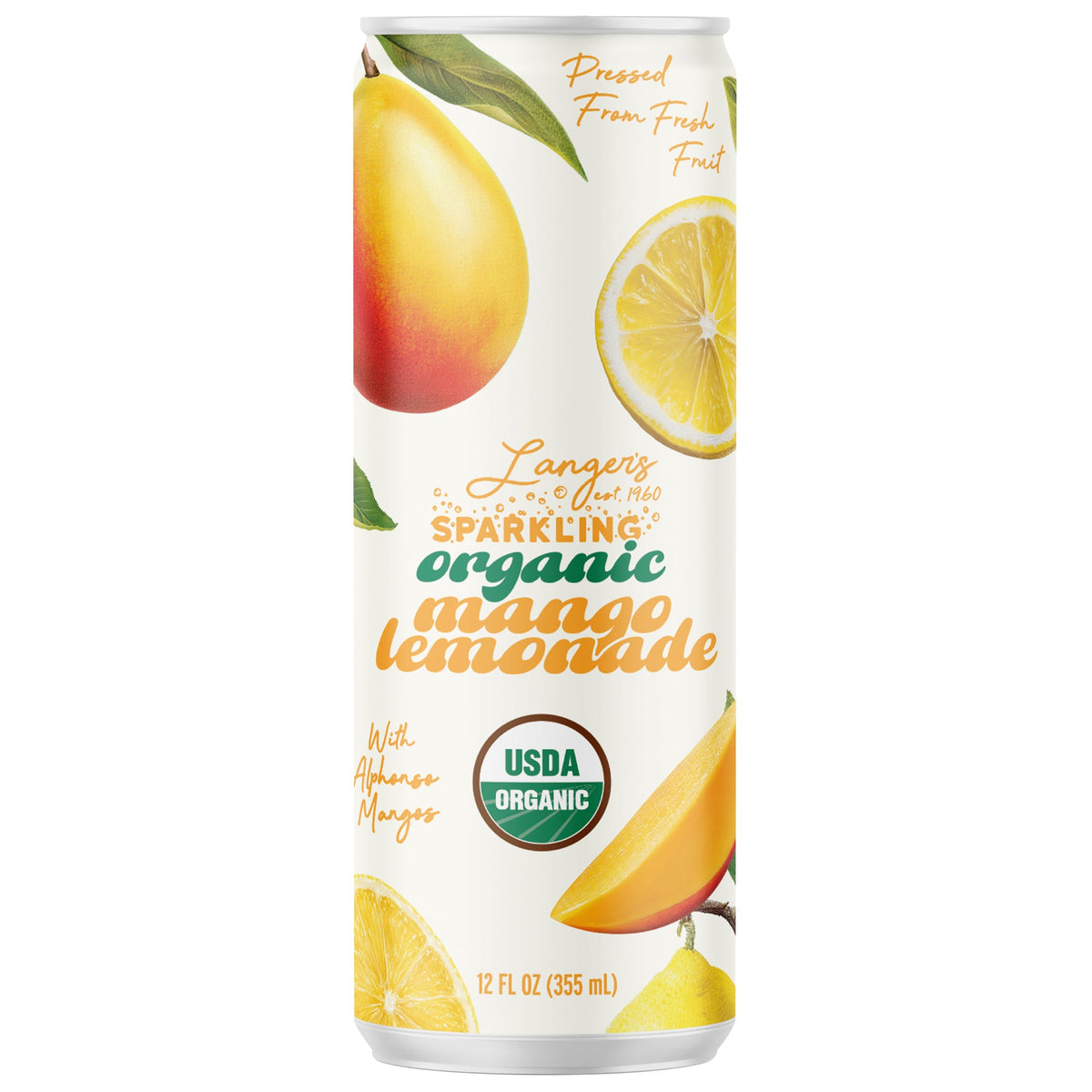 미국직구 Langer's Organic Sparkling Lemonade, Variety Pack, 12 fl oz, 24 ct