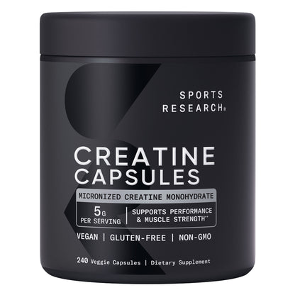 미국직구 영양제 Sports Research Creatine Monohydrate 5 grams, 240-count Veggie Capsules
