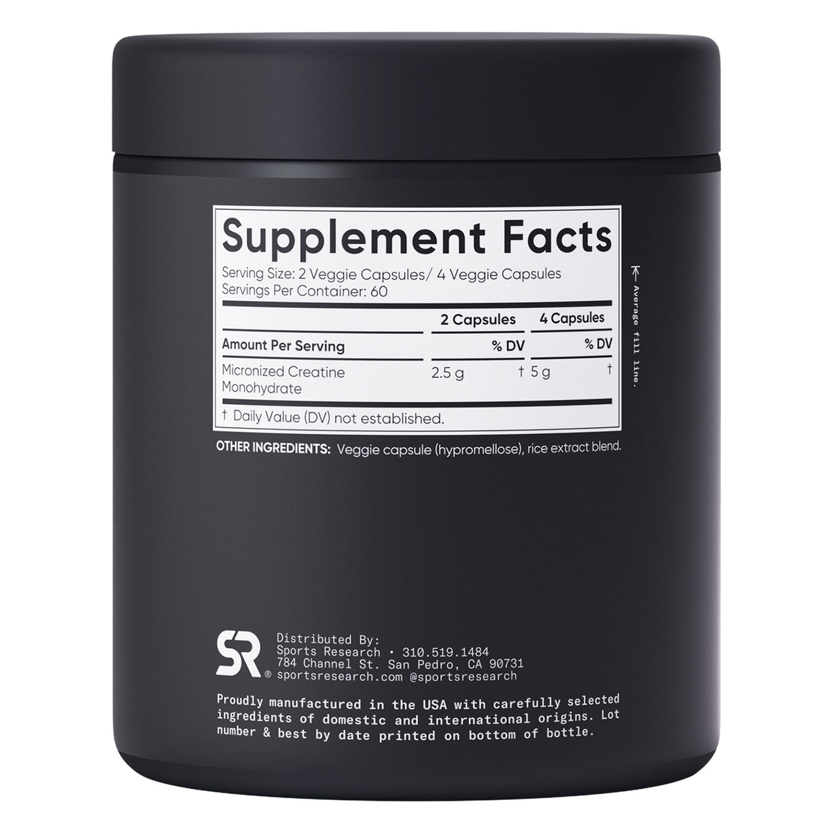 미국직구 영양제 Sports Research Creatine Monohydrate 5 grams, 240-count Veggie Capsules