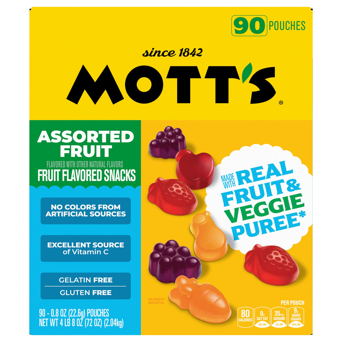 미국직구 Mott's Fruit Flavored Snacks, Assorted Fruit, 0.8 oz, 90 ct