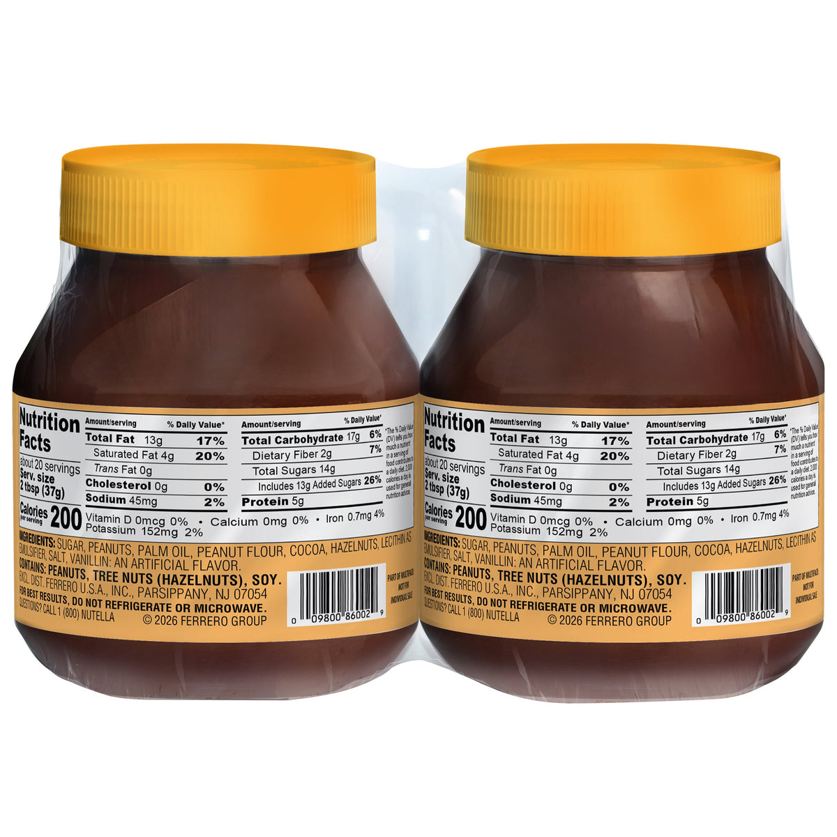 미국직구 Nutella Peanut Spread with Cocoa, 26.5 oz, 2 ct