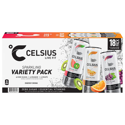 미국직구 CELSIUS Sparkling Energy Drink, Variety Pack, 12 fl oz, 18 ct