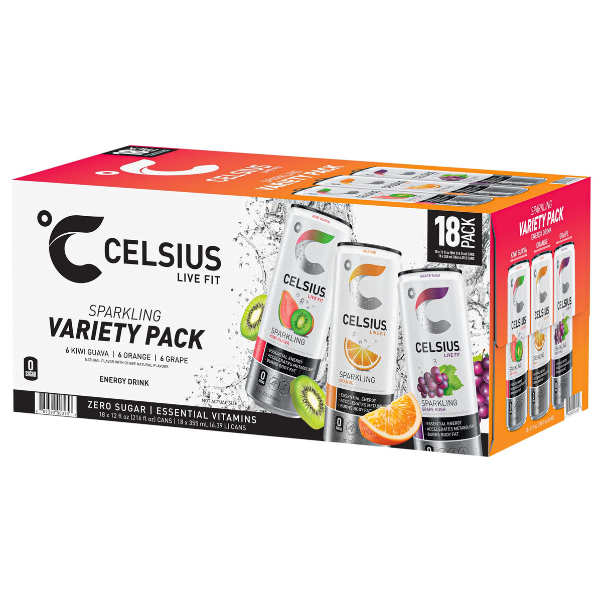 미국직구 CELSIUS Sparkling Energy Drink, Variety Pack, 12 fl oz, 18 ct
