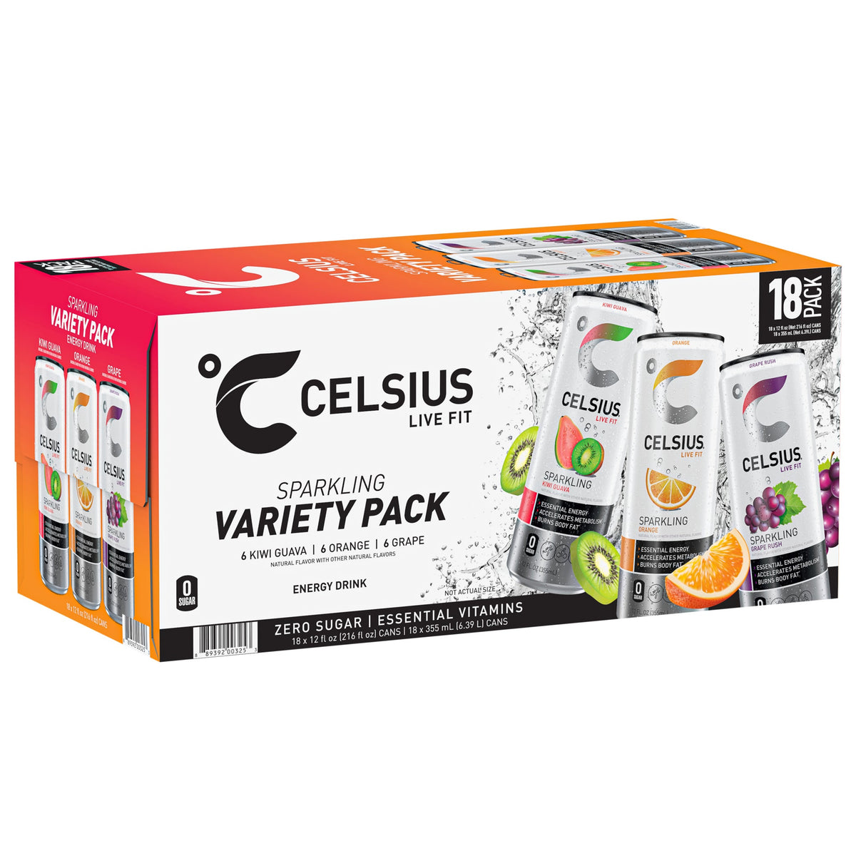 미국직구 CELSIUS Sparkling Energy Drink, Variety Pack, 12 fl oz, 18 ct
