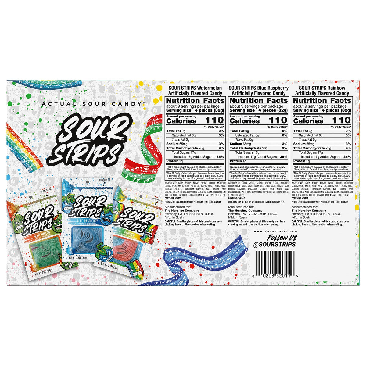 미국직구 Sour Strips Sour Strip Candy, Variety Pack, 9 ct, 3.4 oz