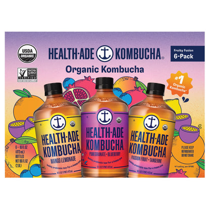 미국직구 Health-Ade Organic Kombucha, Fruity Fusion Variety Pack, 16 fl oz, 6 ct