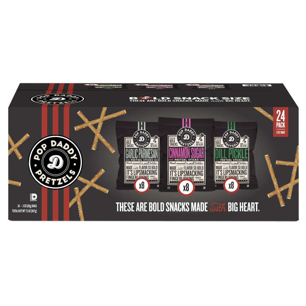 미국직구 Pop Daddy Pretzel Sticks, Variety Pack, 3 oz, 24 ct