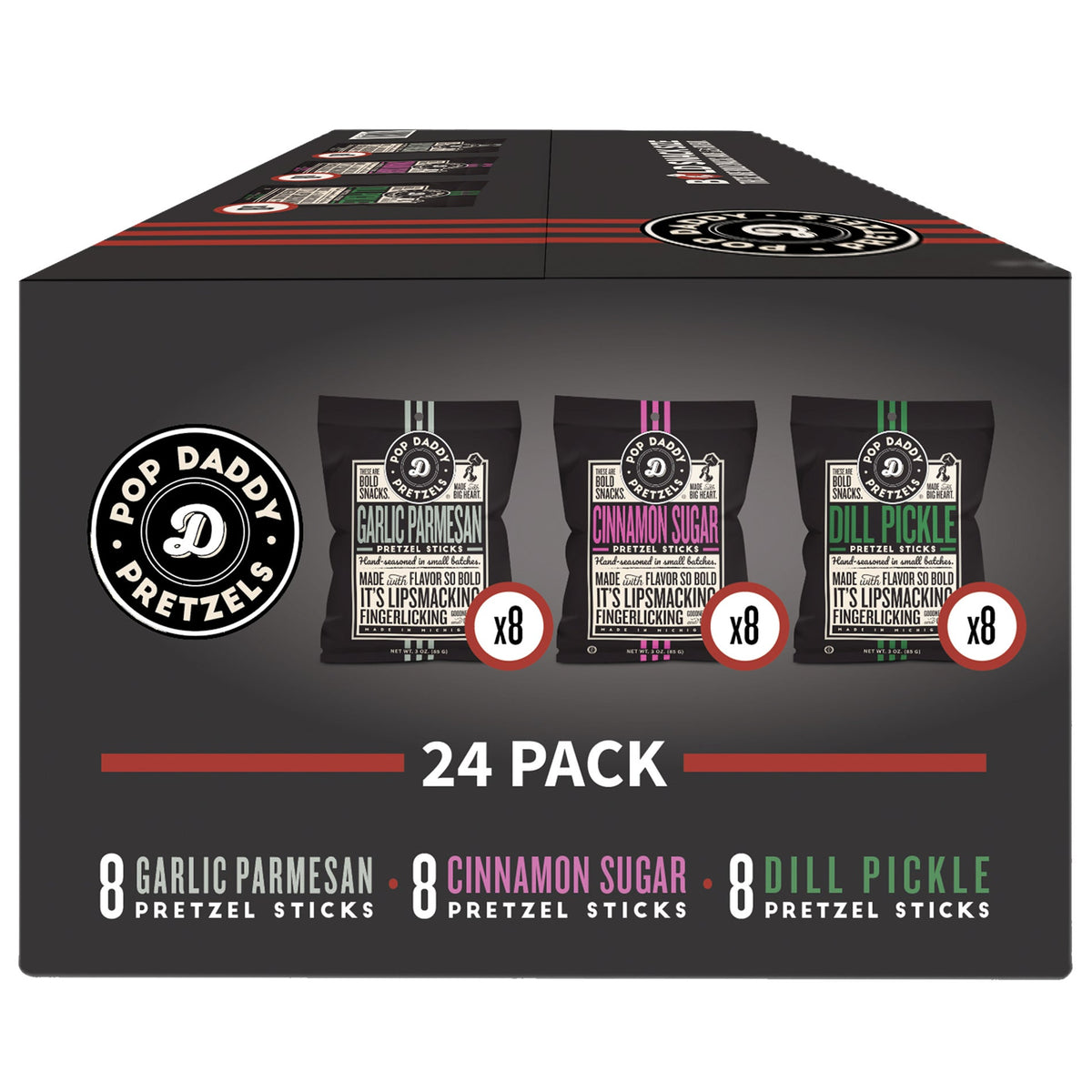 미국직구 Pop Daddy Pretzel Sticks, Variety Pack, 3 oz, 24 ct
