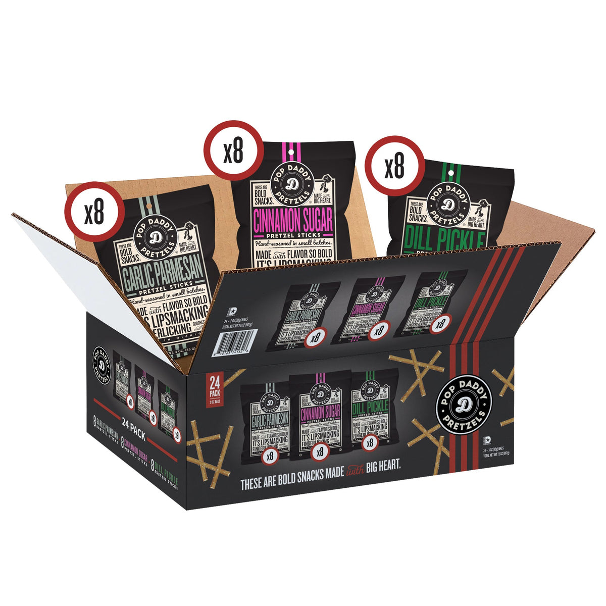 미국직구 Pop Daddy Pretzel Sticks, Variety Pack, 3 oz, 24 ct