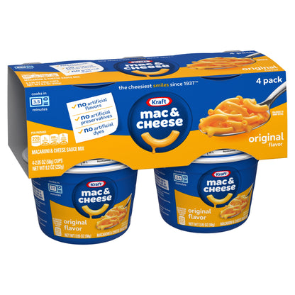 미국직구 크래프트 and Cheese, 4 Cups, for Easy Dinner or Dinner Sides, Original Flavor, No Artificial Flavors, Preservatives or Dyes, 2.05 oz