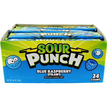 미국직구 Sour Punch Straws, Blue Raspberry, 2 oz, 24 ct