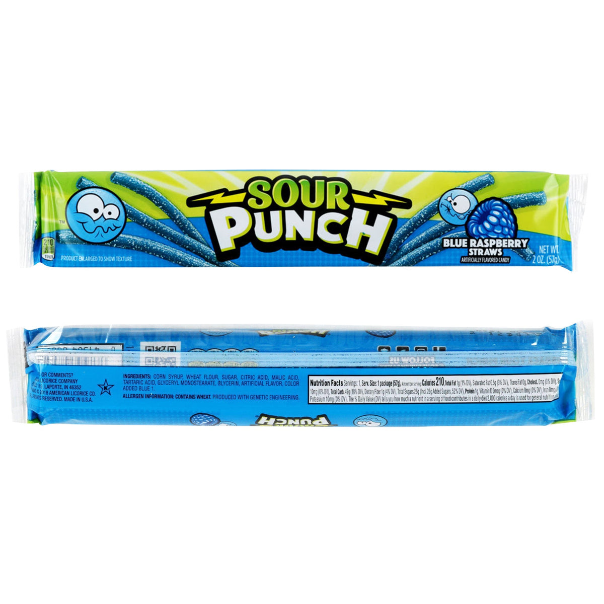 미국직구 Sour Punch Straws, Blue Raspberry, 2 oz, 24 ct
