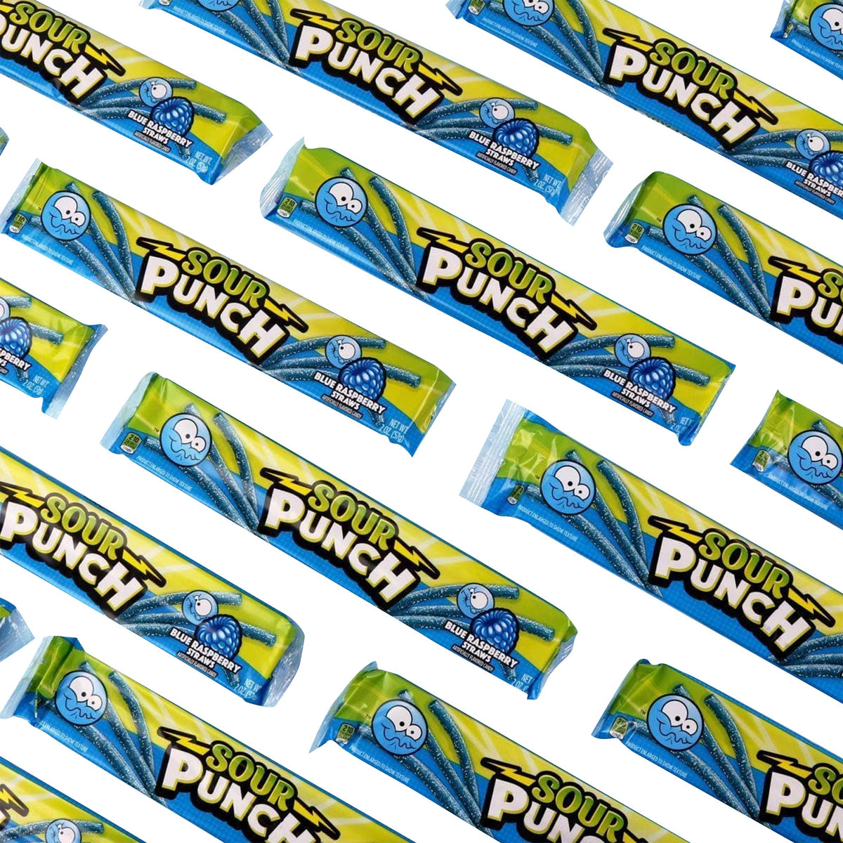미국직구 Sour Punch Straws, Blue Raspberry, 2 oz, 24 ct