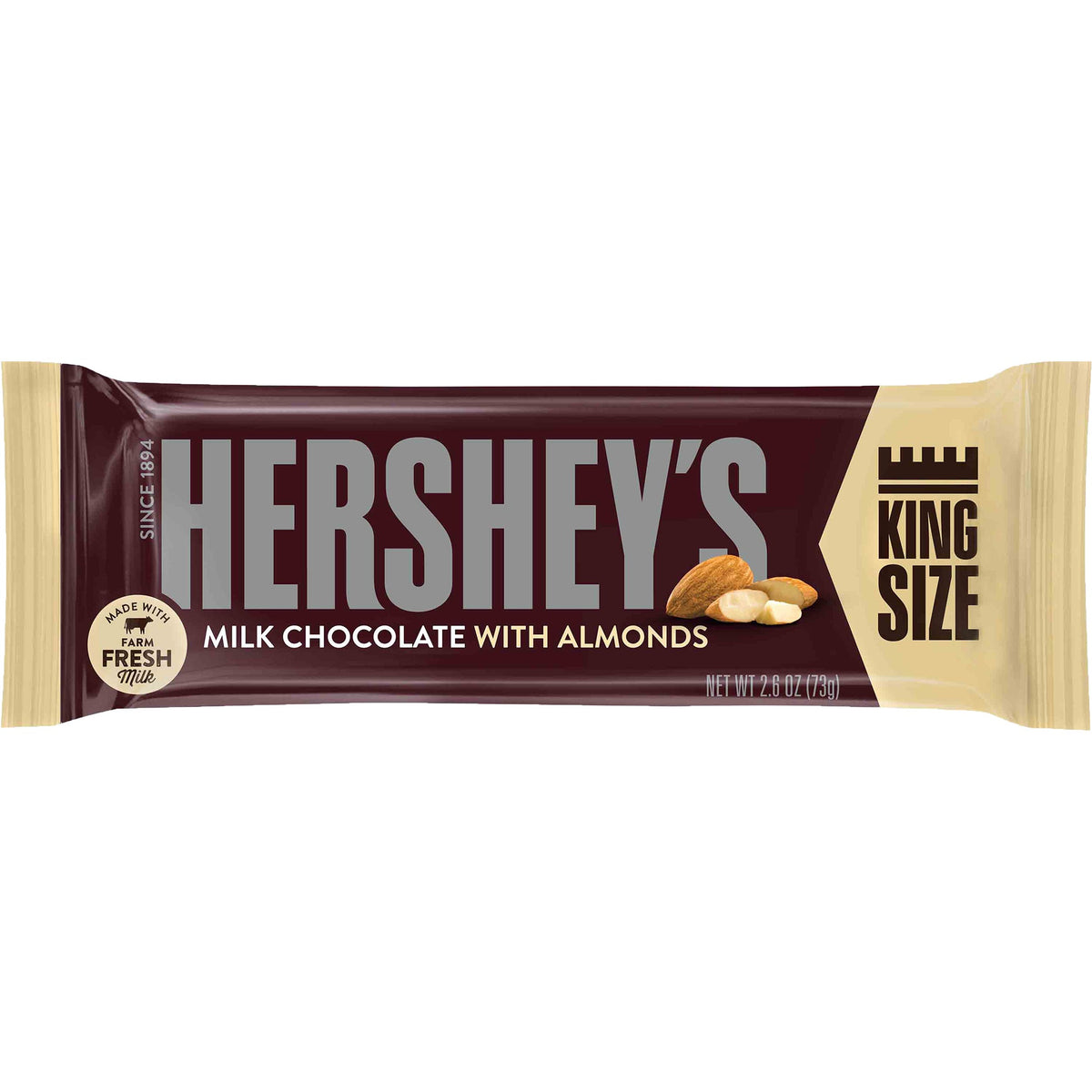 미국직구 허쉬 King Size, Milk Chocolate With Almonds, 2.6 oz, 18 ct