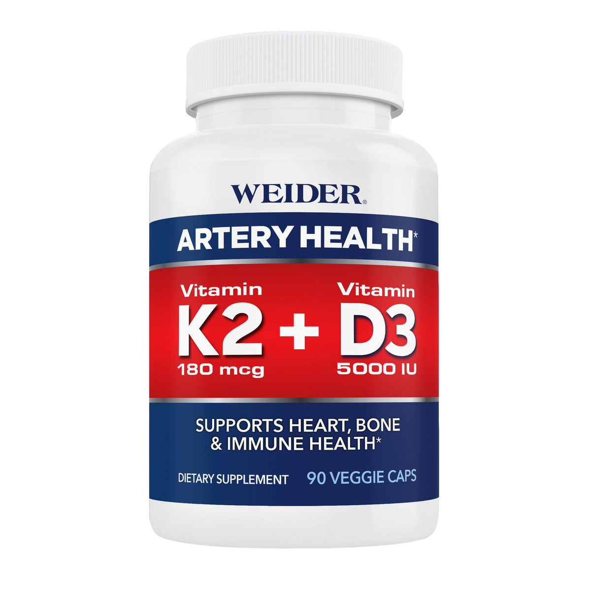 미국직구 영양제 Weider Artery Health with Vitamin K2 Plus D3, 90 Veggie Caps