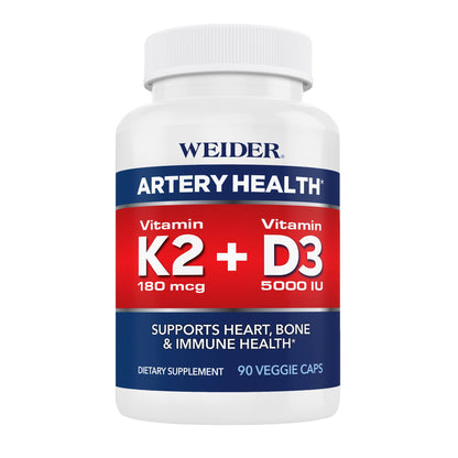 미국직구 영양제 Weider Artery Health with Vitamin K2 Plus D3, 90 Veggie Caps