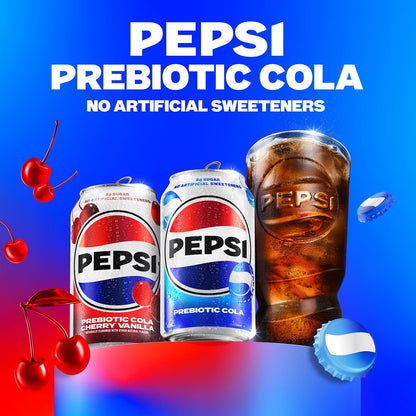 미국직구 펩시 Prebiotic Cola Soda Pop, Cherry Vanilla, 12 fl oz, 8 pack cans