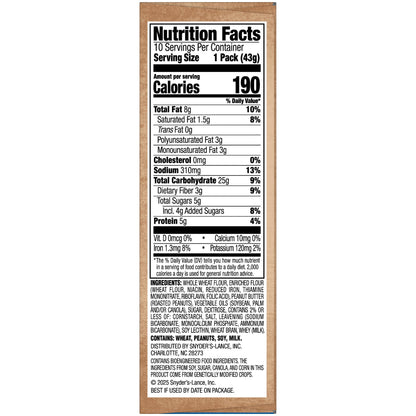 미국직구 랜스 Baked with Whole Grain Peanut Butter, 10 Count 1.52 oz