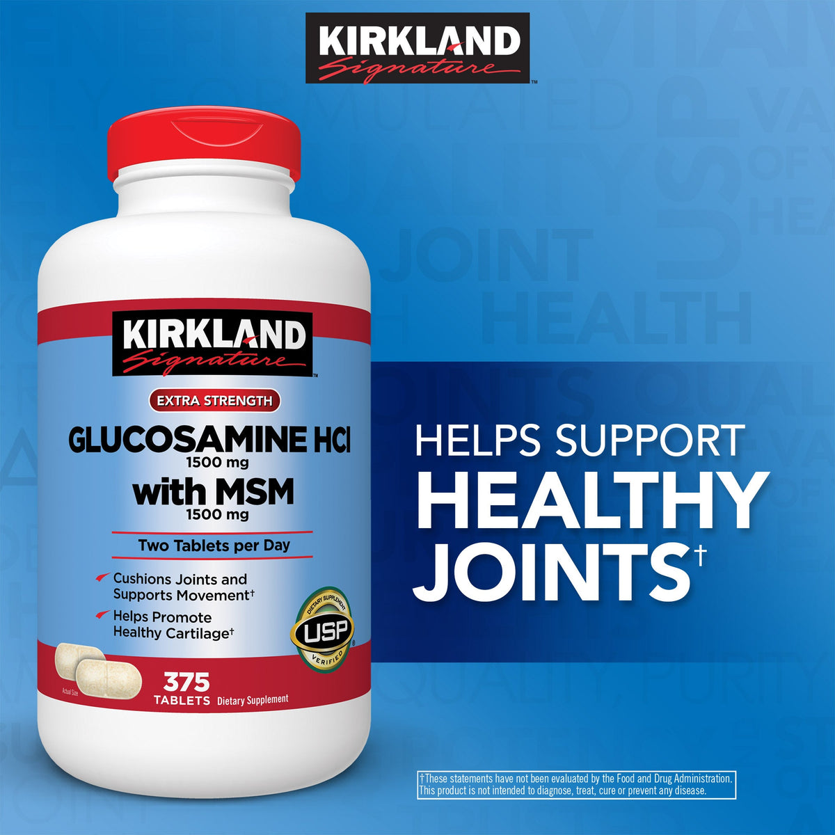 미국직구 커클랜드 관절 영양제 Kirkland Signature Glucosamine with MSM, 375 Tablets