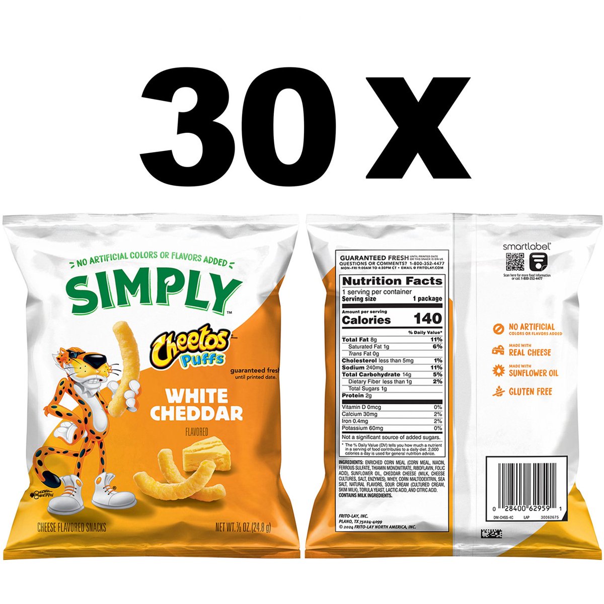 미국직구 Simply Cheetos 25g / Simply Cheetos White Cheddar Puffs, 25g, 30 pk. 3