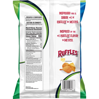 미국직구 러플스 Potato Chips Queso Cheese Flavored Snack Chips, Snacks, Large Bag 8 Ounce Bag